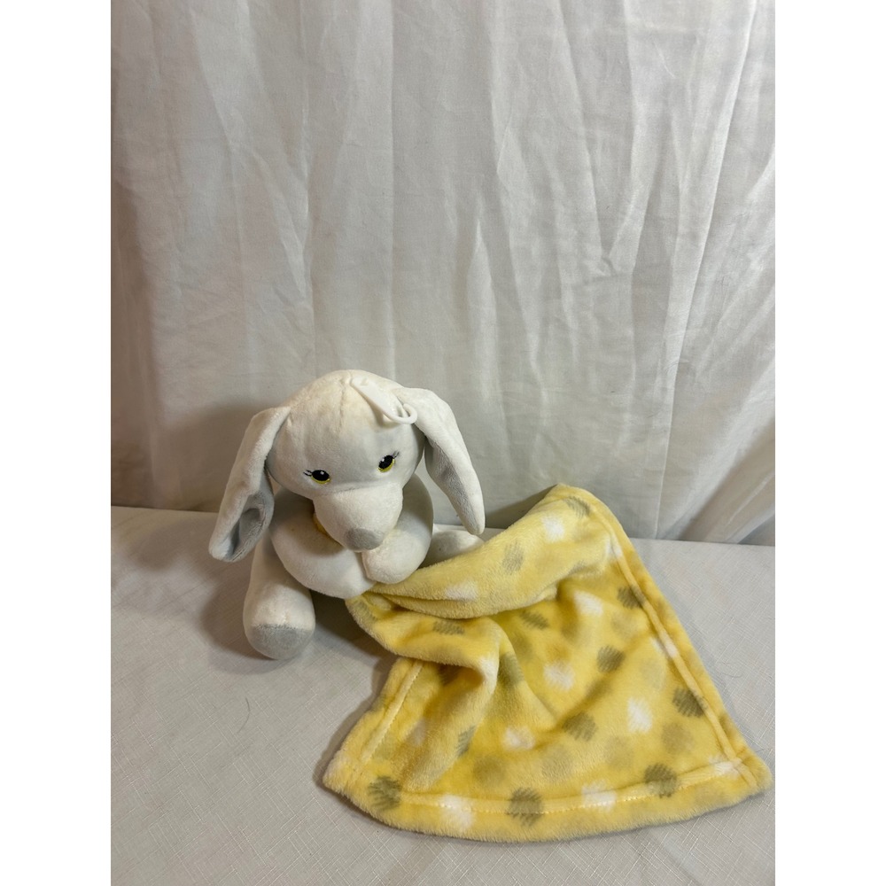 Little Beginnings Plush Puppy Security Blanket OS White Yellow Polka Dot Kids